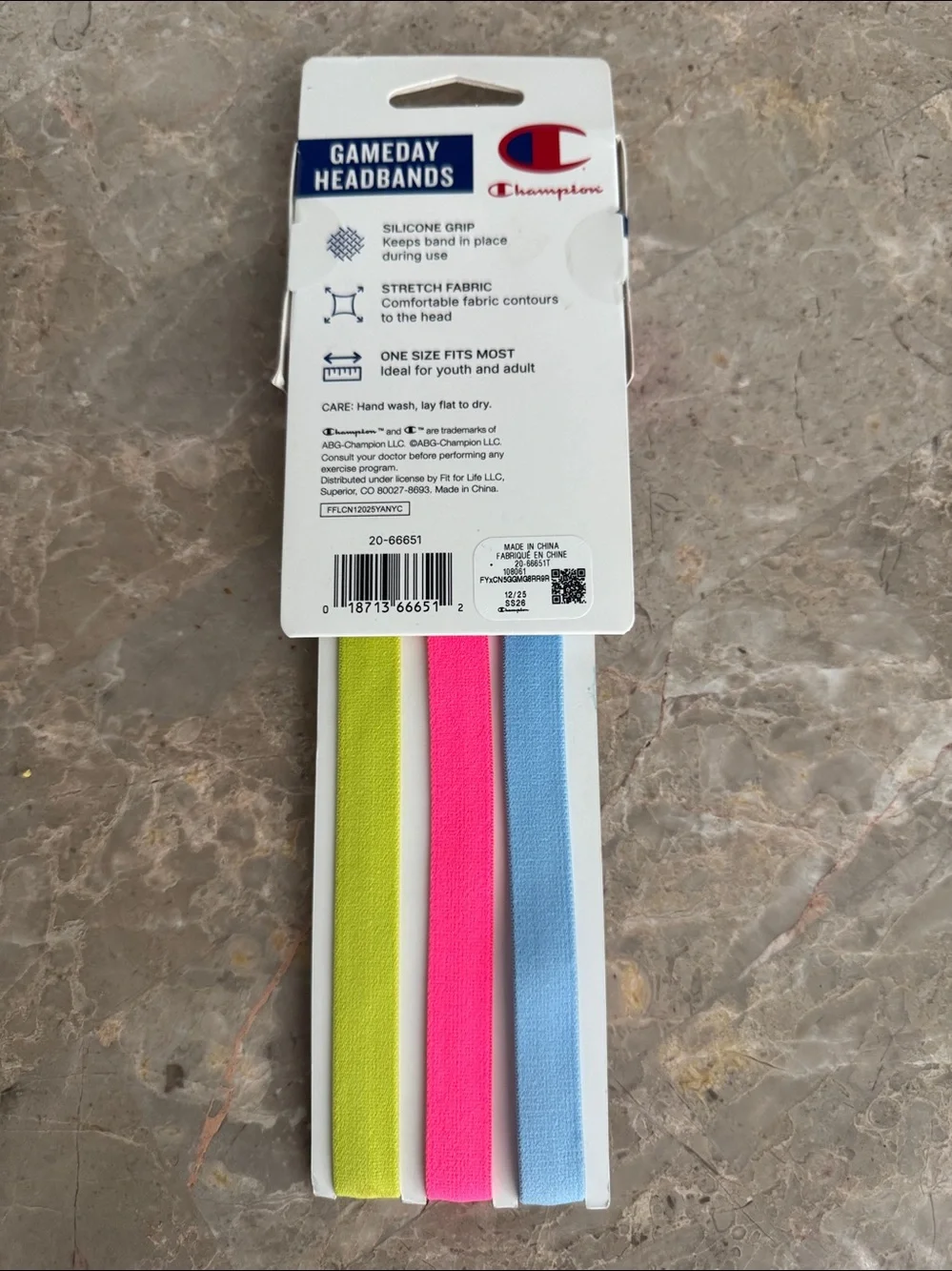 Champion Gameday Headbands 3-Pack Blue, Pink, Lime Green